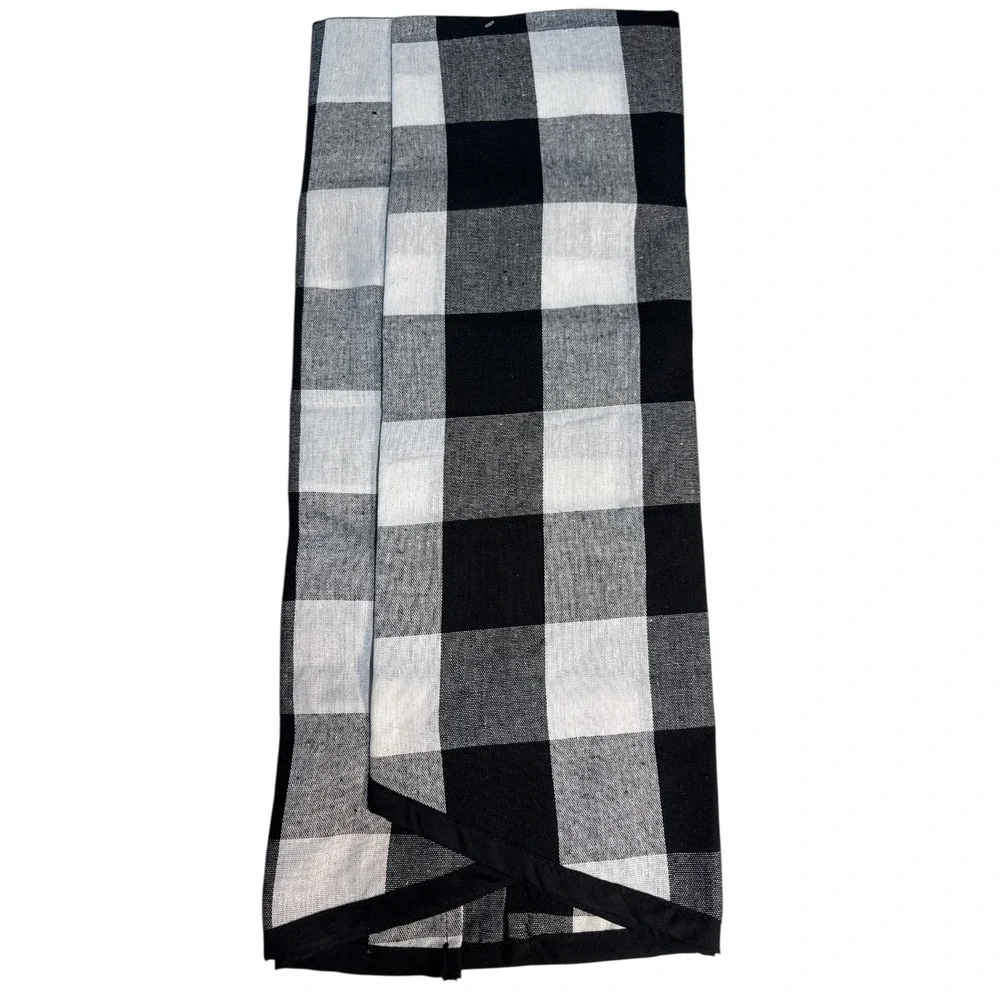 NWT Holiday Time 48 Inch Round Christmas Tree Skirt Black &‎ White Buffalo Plaid